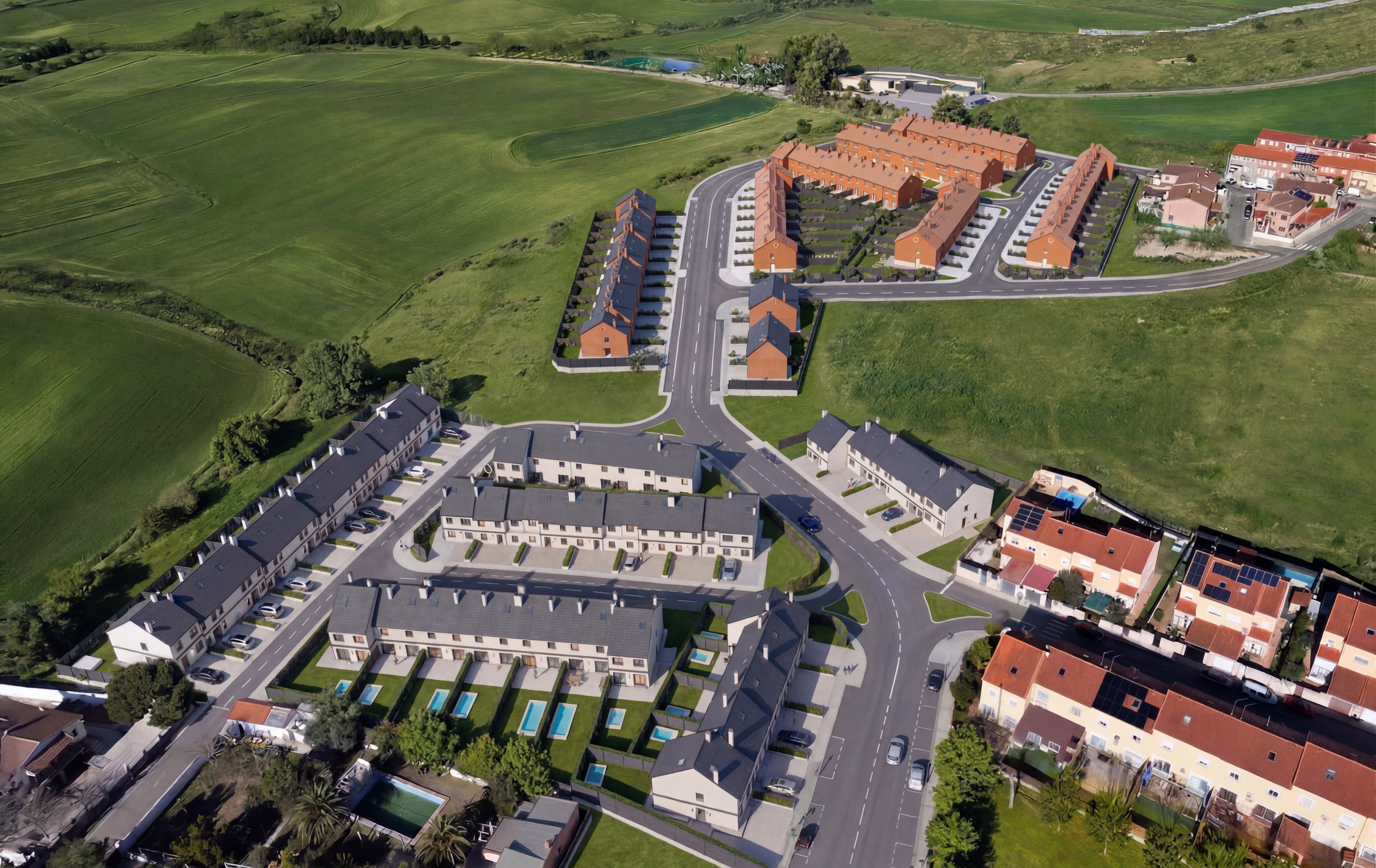 Vista aerea 3D del conjunto residencial El Mirador del Viso de San Juan, Toledo
